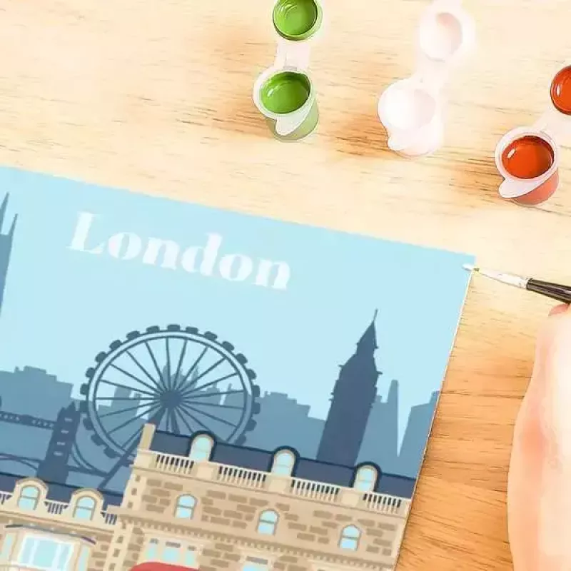 Piešimo rinkinys Ravensburger CreArt — Spalvingas Londonas (23525) drobės tapybai su numeruotu vadovu