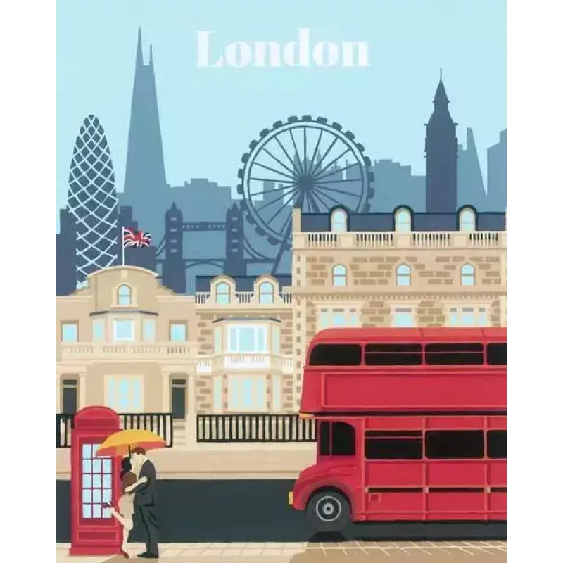 Piešimo rinkinys Ravensburger CreArt — Spalvingas Londonas (23525) drobės tapybai su numeruotu vadovu