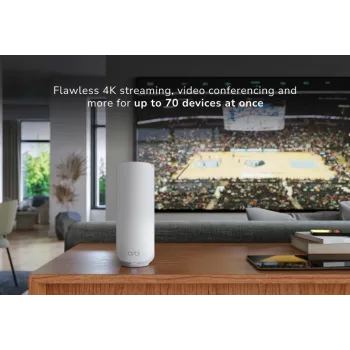 NETGEAR Orbi 370 palydovas – belaidis Wi-Fi 7 (802.11be) dviejų juostų (2,4 GHz / 5 GHz) baltas, vidinė antena