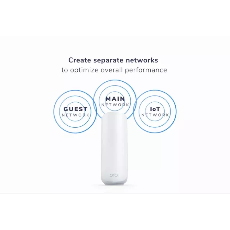 NETGEAR Orbi 370 palydovas – belaidis Wi-Fi 7 (802.11be) dviejų juostų (2,4 GHz / 5 GHz) baltas, vidinė antena
