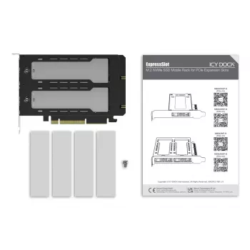 Icy Dock ExpressSlot Elite MB842MP-B – PCIe karštojo keitimo 2,5 colio diskų adapterio kortelė, juoda/sidabrinė