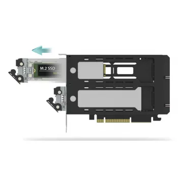 Icy Dock ExpressSlot Elite MB842MP-B – PCIe karštojo keitimo 2,5 colio diskų adapterio kortelė, juoda/sidabrinė