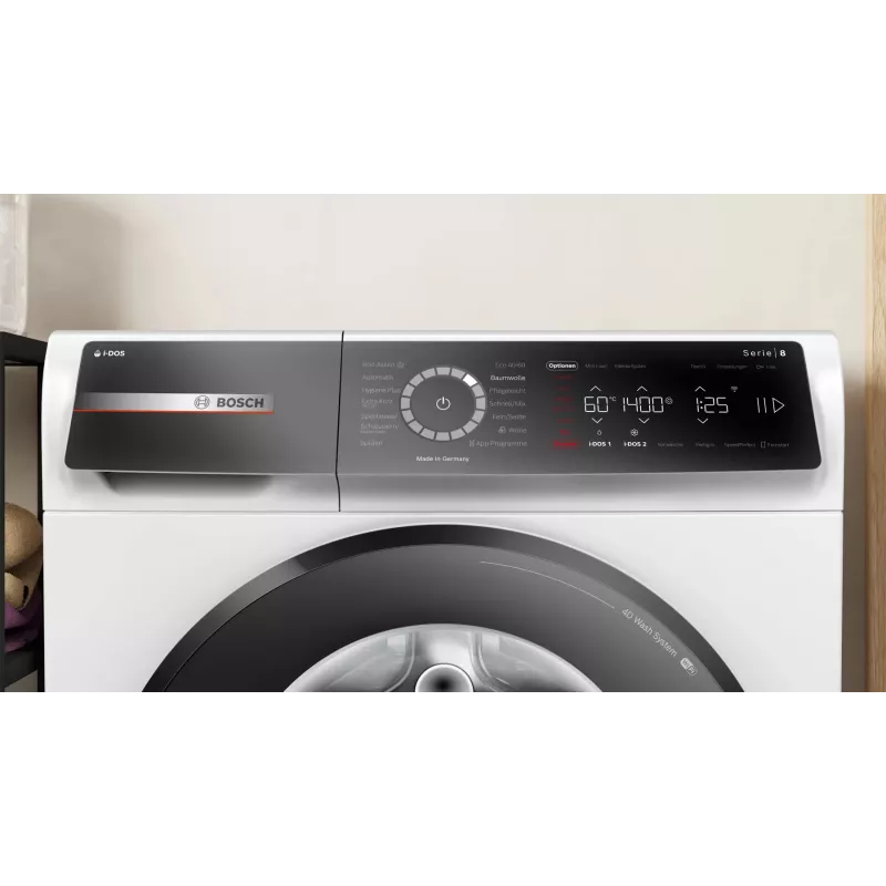 Bosch Serie 8 WGB244A40 skalbimo mašina, priekinis pakrovimas, 9 kg, 1257 aps./min., balta