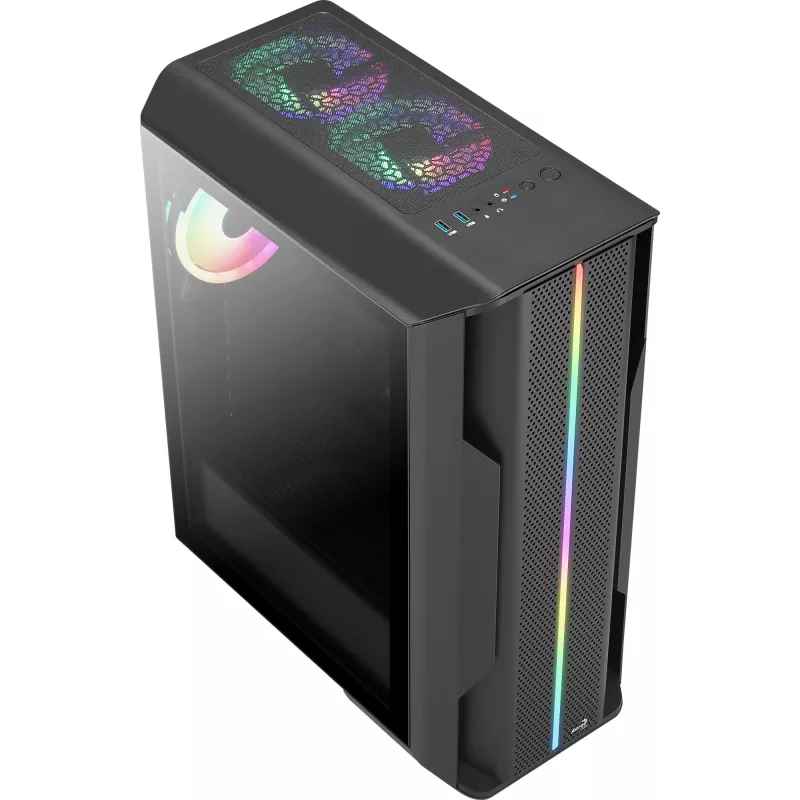 Aerocool Splinter Duo-G-BK-v1 ATX vidutinis bokštinis korpusas, grūdintas stiklas, juodas