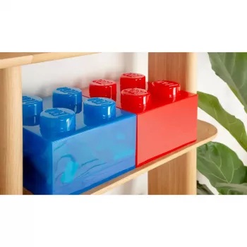 Laikymo dėžė Room Copenhagen LEGO Storage Brick 4 Top Lid Glitter — mėlyna/permatoma