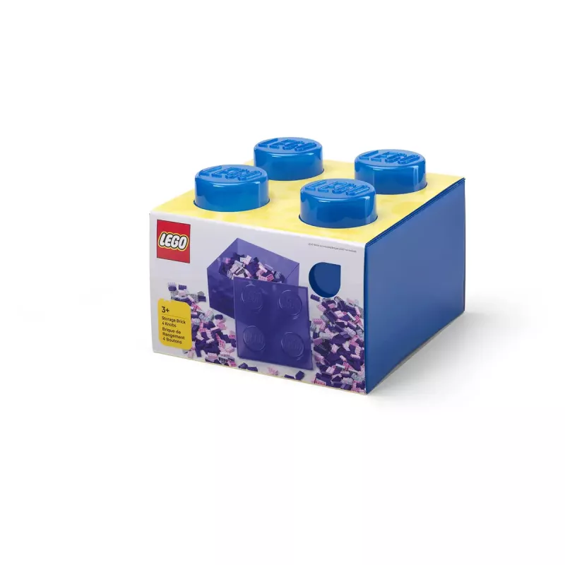 Laikymo dėžė Room Copenhagen LEGO Storage Brick 4 Top Lid Glitter — mėlyna/permatoma