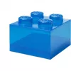Laikymo dėžė Room Copenhagen LEGO Storage Brick 4 Top Lid Glitter — mėlyna/permatoma