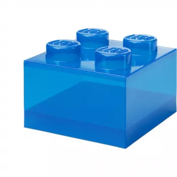Laikymo dėžė Room Copenhagen LEGO Storage Brick 4 Top Lid Glitter — mėlyna/permatoma