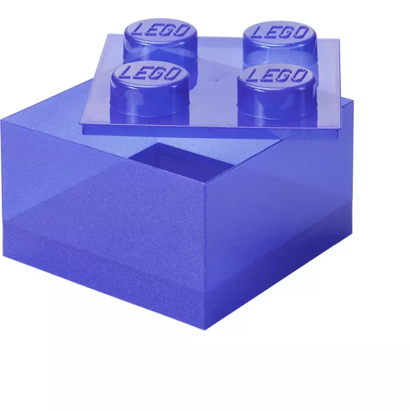 Laikymo dėžė Room Copenhagen LEGO Storage Brick 4 Top Lid Glitter — violetinė/permatoma