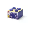 Laikymo dėžė Room Copenhagen LEGO Storage Brick 4 Top Lid Glitter — violetinė/permatoma