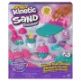Kinetic Sand Shimmer, Unicorn Bake Shoppe rinkinys, 16oz (blizganti mėlyna ir neoninė rožinė), 8 vienaragio formų, sensorinis žaislas vaikams nuo 3 metų