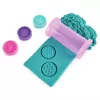 Kinetic Sand Shimmer, Unicorn Bake Shoppe rinkinys, 16oz (blizganti mėlyna ir neoninė rožinė), 8 vienaragio formų, sensorinis žaislas vaikams nuo 3 metų