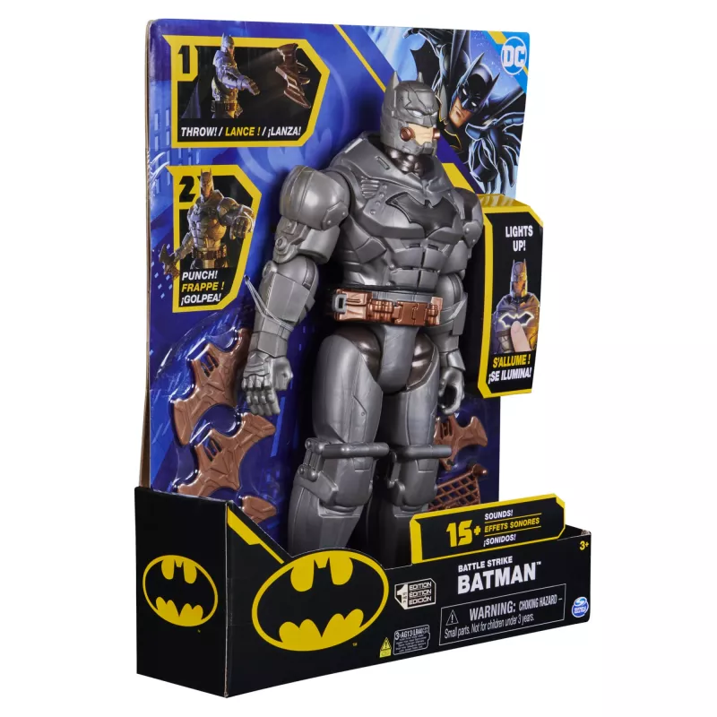 DC Comics veiksmo figūrėlė „Battle Strike Batman“ 12 colių, 5 aksesuarai, 20+ garsų, kolekcinis žaislas vaikams nuo 3 metų