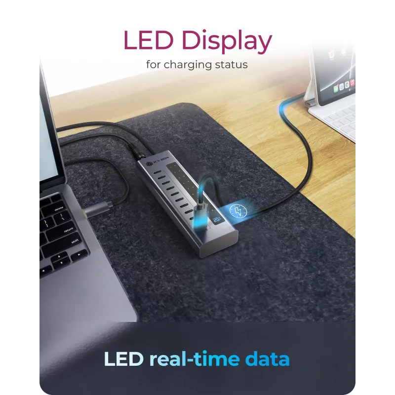 USB šakotuvas icybox IB-HUB1450-C31 — 10 prievadų, USB 3.2