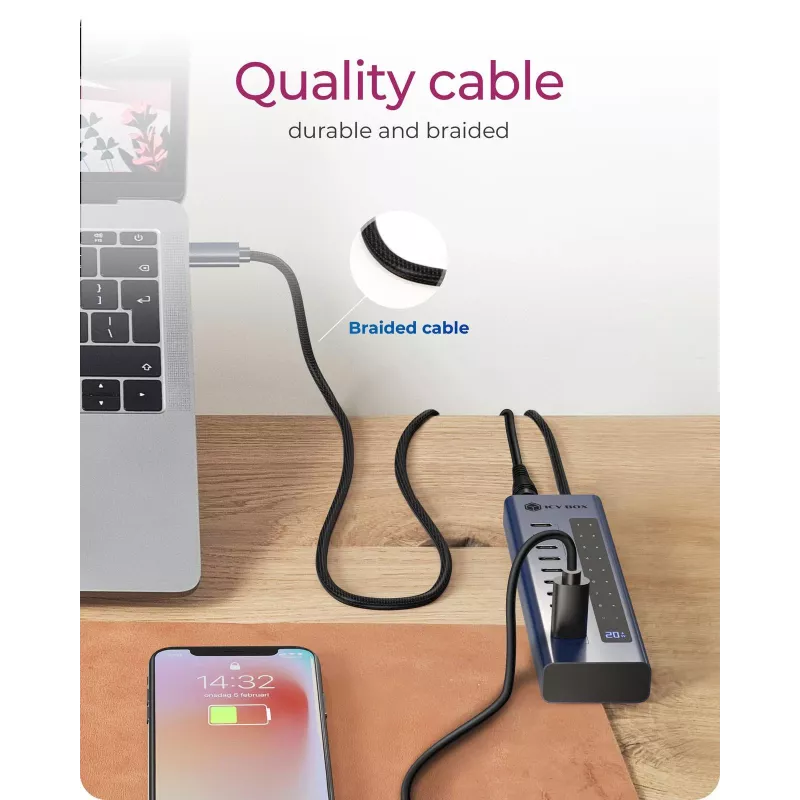 USB šakotuvas icybox IB-HUB1450-C31 — 10 prievadų, USB 3.2