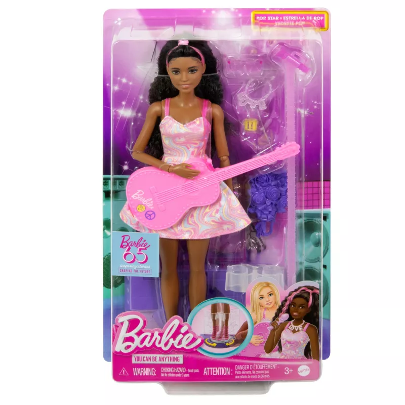 Barbie 65-ųjų metinių karjeros lėlė Pop žvaigždė su 10 aksesuarų, įskaitant besisukančią sceną
