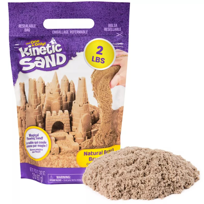 Kinetic Sand 2 lb rudos spalvos žaidimų smėlis, lipnus sensorinis smėlis vaikams, daugkartinio naudojimo maišelis (pakuotė gali skirtis), nuo 3 metų