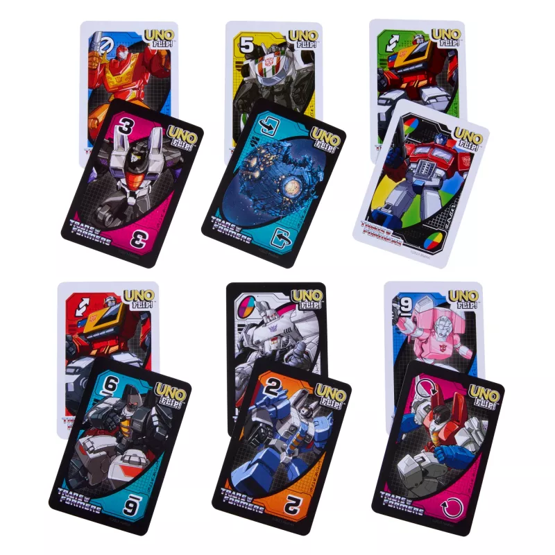 Kortų žaidimas UNO Flip Transformers vaikams ir šeimos vakarui