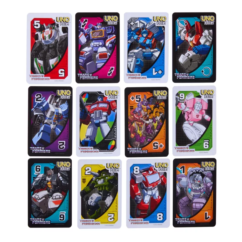Kortų žaidimas UNO Flip Transformers vaikams ir šeimos vakarui