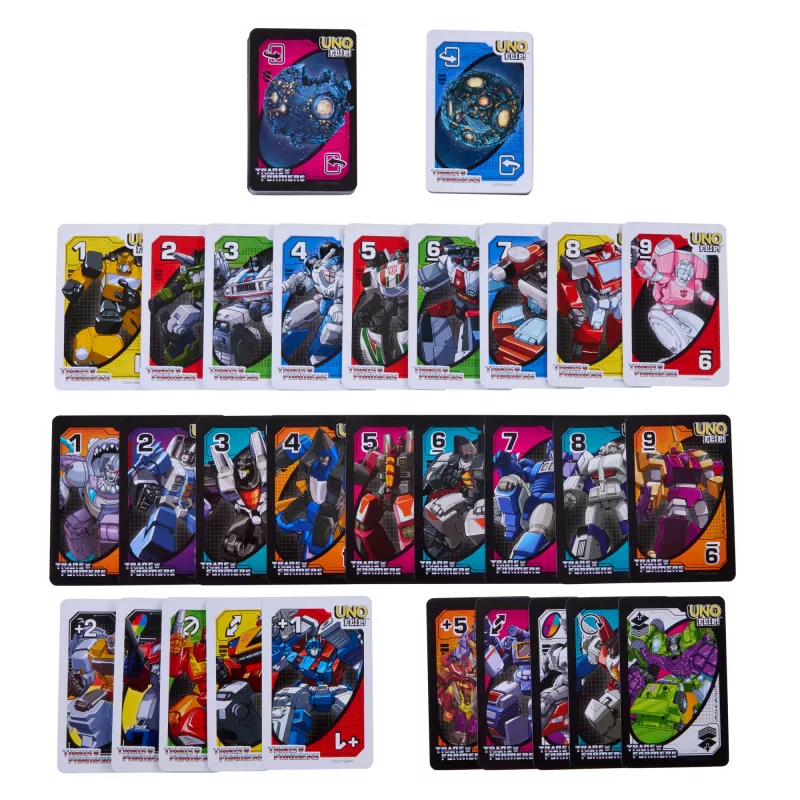 Kortų žaidimas UNO Flip Transformers vaikams ir šeimos vakarui