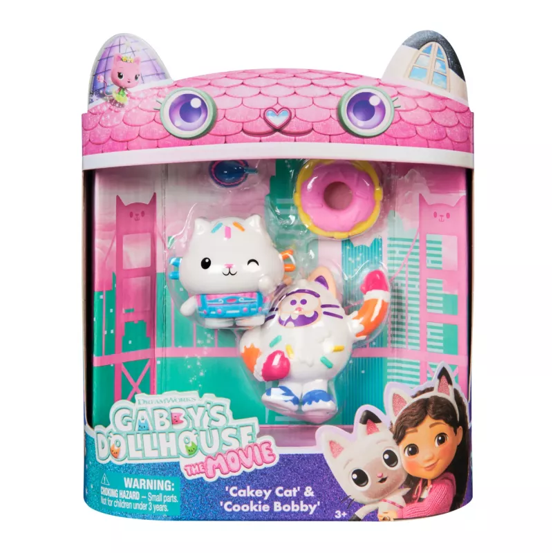 Gabby's Dollhouse: Filmas – Cakey Cat ir Cookie Bobby figūrėlės su 2 aksesuarais, žaislai vaikams nuo 3 metų