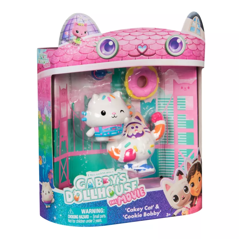 Gabby's Dollhouse: Filmas – Cakey Cat ir Cookie Bobby figūrėlės su 2 aksesuarais, žaislai vaikams nuo 3 metų