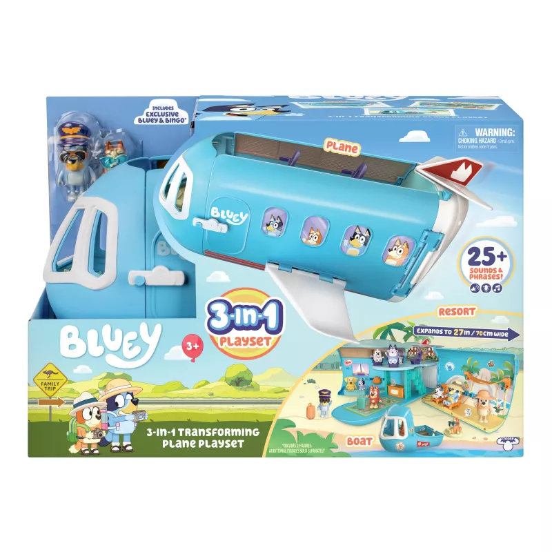 Moose Toys Bluey 3 viename lėktuvų komplektas įvairiaspalvis