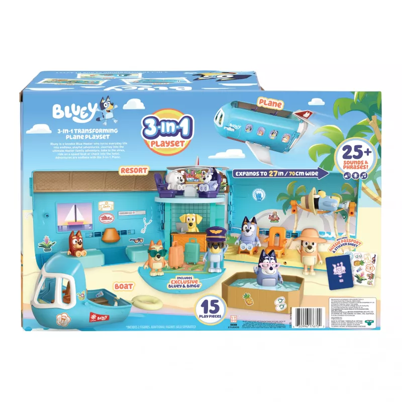Moose Toys Bluey 3 viename lėktuvų komplektas įvairiaspalvis