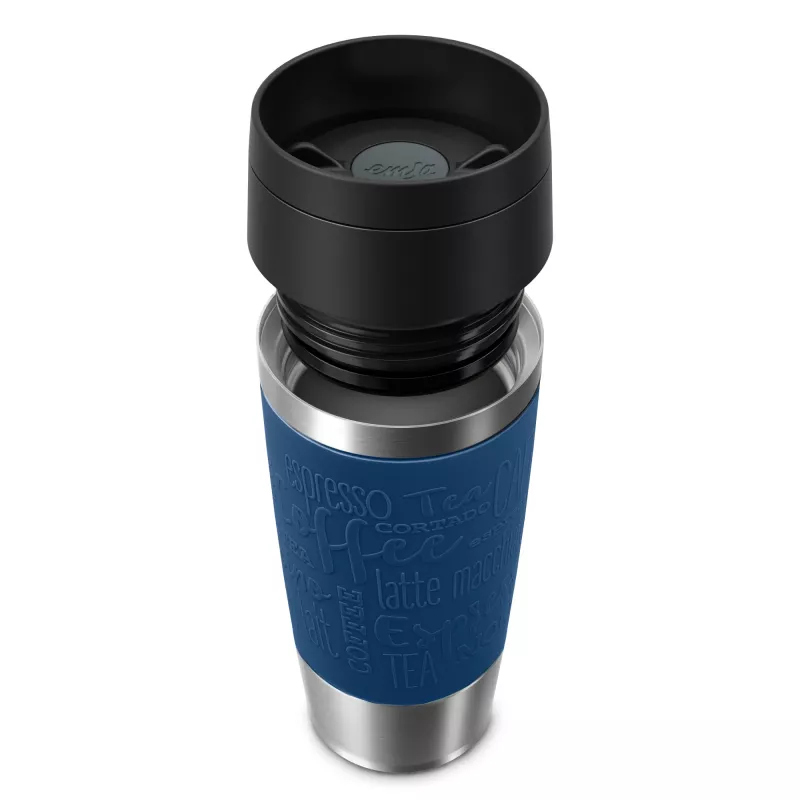 EMSA Travel Mug Classic N2020300 kelioninis puodelis 360 ml juoda, mėlyna, nerūdijantis plienas