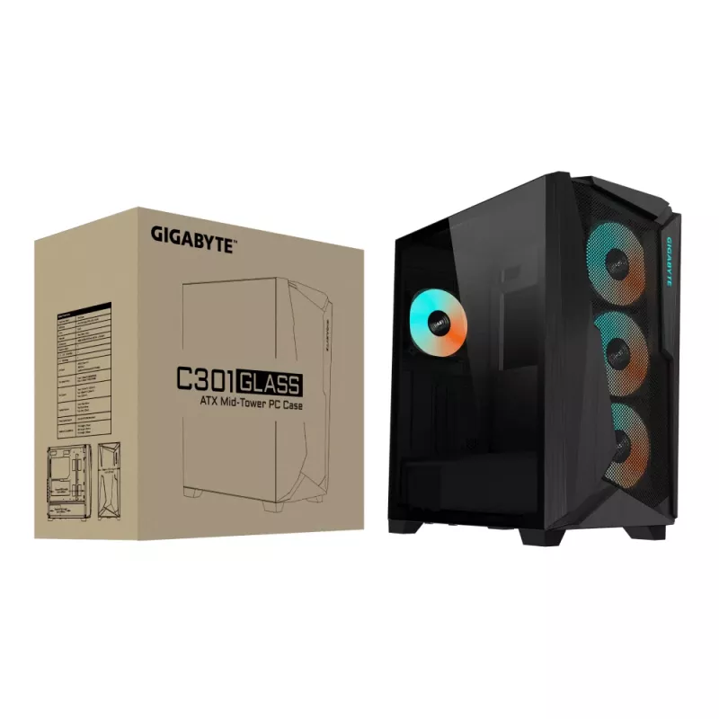 GIGABYTE C301 GLASS Midi Tower Juodas