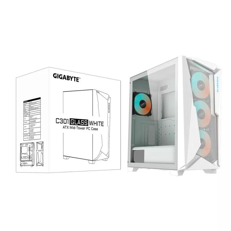 GIGABYTE C301GW kompiuterio korpusas Midi Tower Baltas