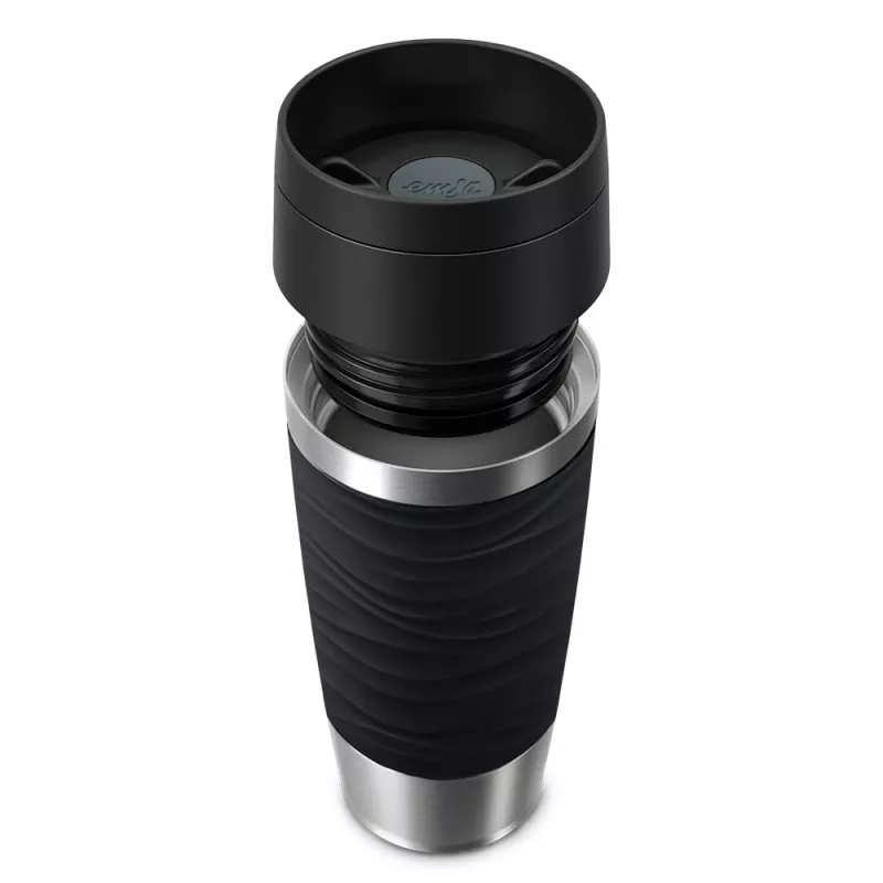 EMSA Travel Mug Waves kelioninis puodelis 360 ml juodas nerūdijantis plienas