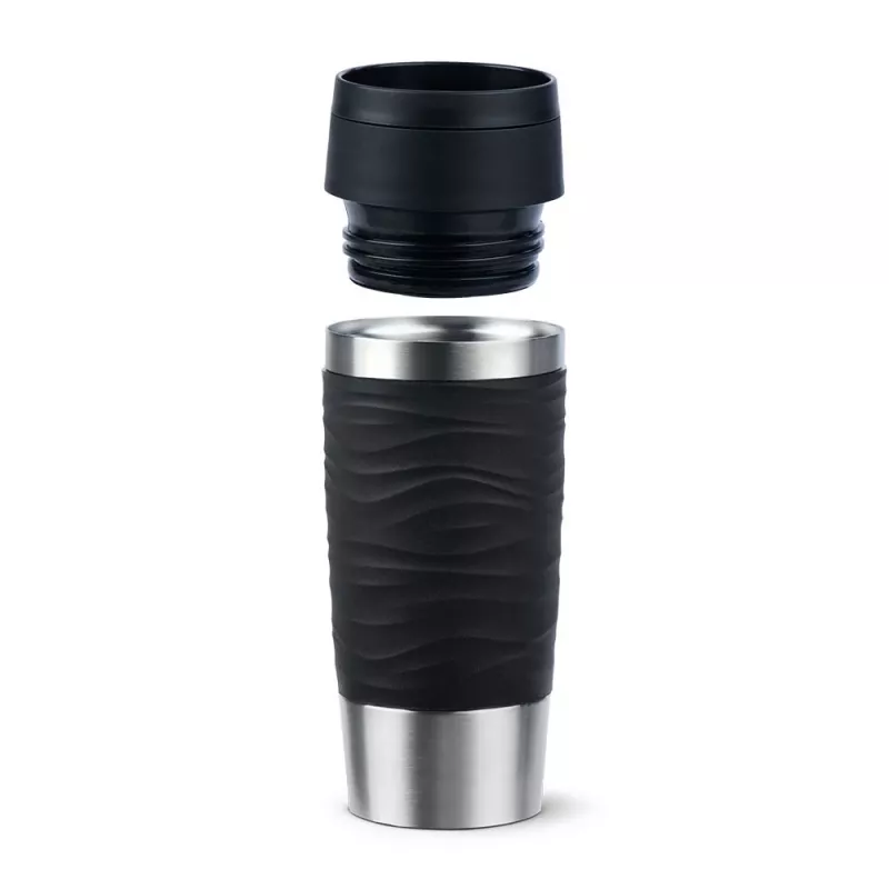EMSA Travel Mug Waves kelioninis puodelis 360 ml juodas nerūdijantis plienas
