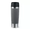 Kelioninis puodelis EMSA Classic Grande 500 ml – pilkas nerūdijantis plienas, silikoninis dangtelis, polipropileninis viršus, Ø 8,3 cm × 240 mm