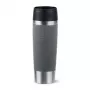 Kelioninis puodelis EMSA Classic Grande 500 ml – pilkas nerūdijantis plienas, silikoninis dangtelis, polipropileninis viršus, Ø 8,3 cm × 240 mm