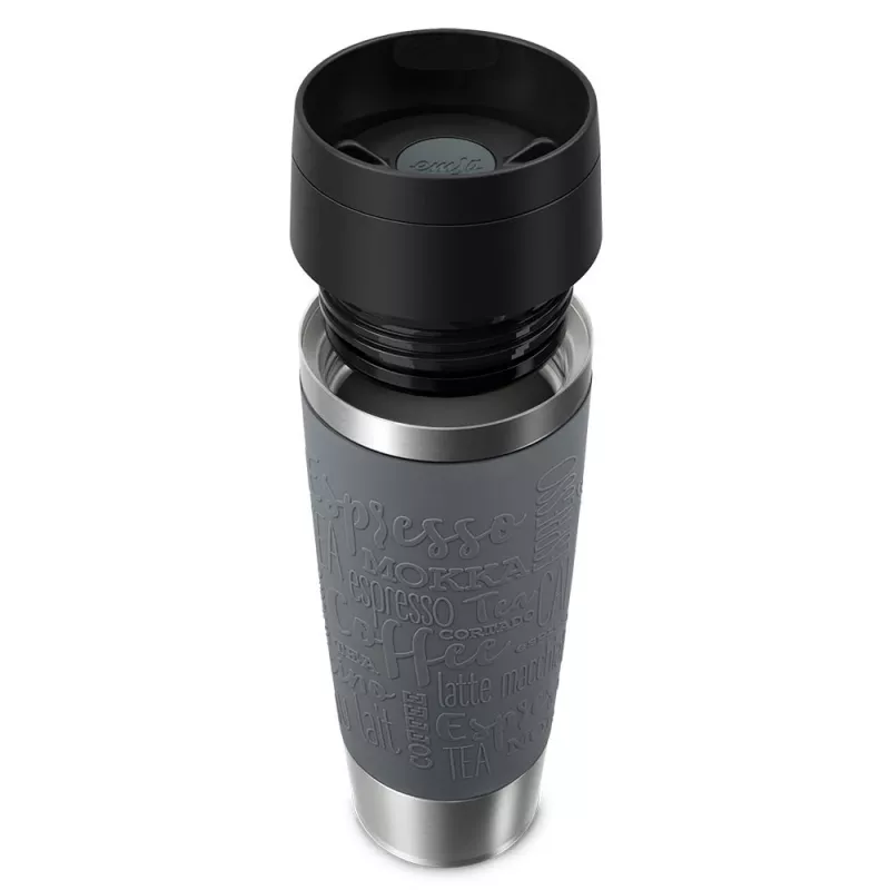 EMSA N2022300 Travel Mug Classic Grande termo puodelis, 500 ml, nerūdijantis plienas/PP/silikonas, Quick Press dangtis, pilkas