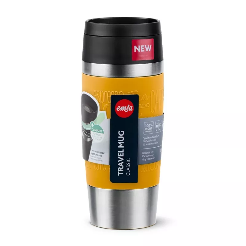EMSA Travel Mug Classic 360 ml geltonas nerūdijančio plieno kelioninis puodelis