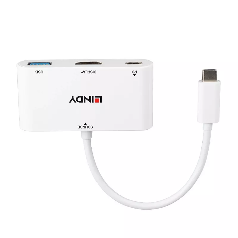 Lindy USB 3.2 Type C į HDMI keitiklis su USB Type A prievadu ir Power Delivery