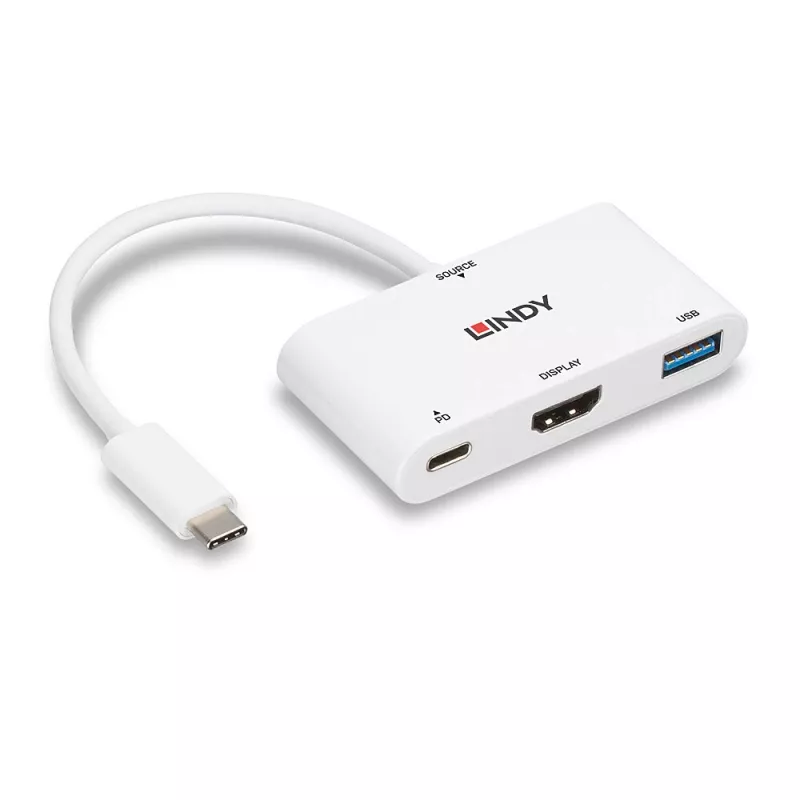 Lindy USB 3.2 Type C į HDMI keitiklis su USB Type A prievadu ir Power Delivery