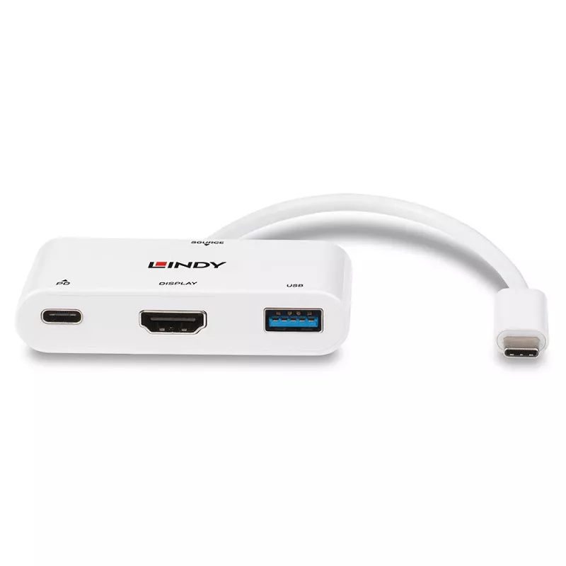 Lindy USB 3.2 Type C į HDMI keitiklis su USB Type A prievadu ir Power Delivery