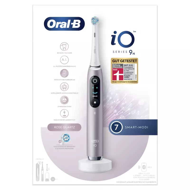 Oral-B iO Series 9n suaugusiųjų besisukanti-osciliuojanti dantų šepetėlis, rožinis