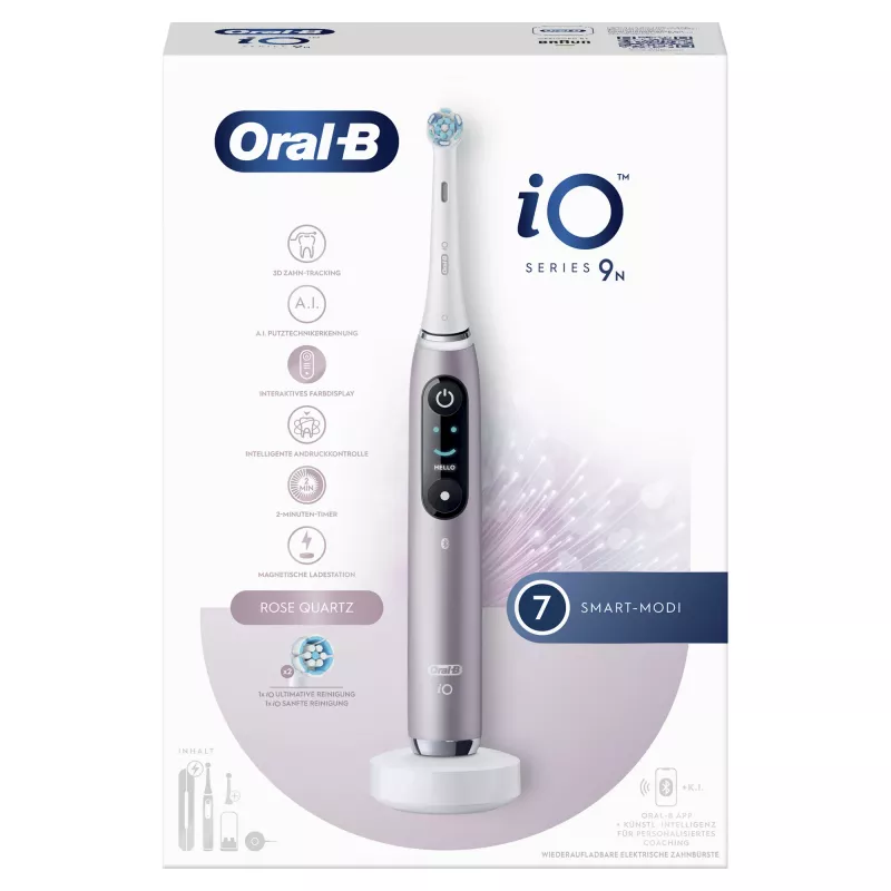 Oral-B iO Series 9n suaugusiųjų besisukanti-osciliuojanti dantų šepetėlis, rožinis