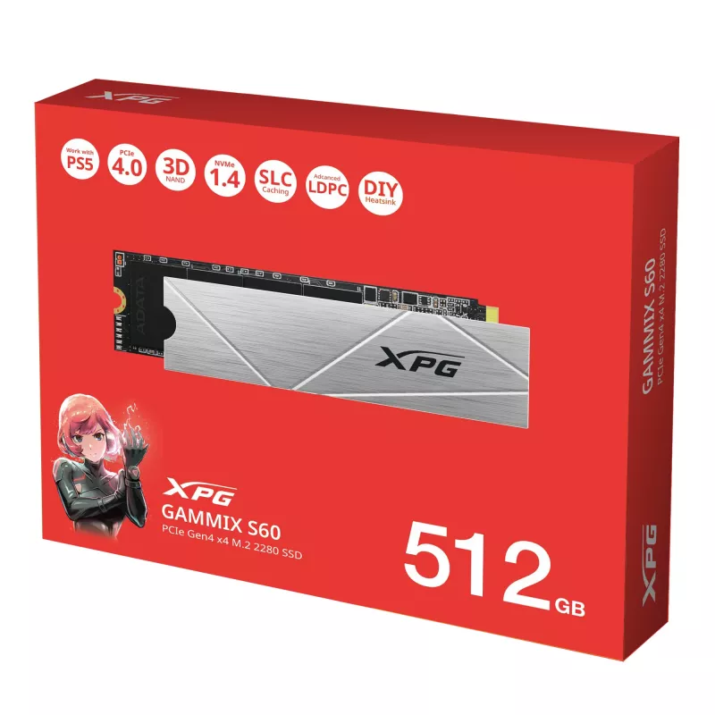 ADATA GAMMIX S60 512 GB M.2 PCIe 4.0 NVMe SSD diskas