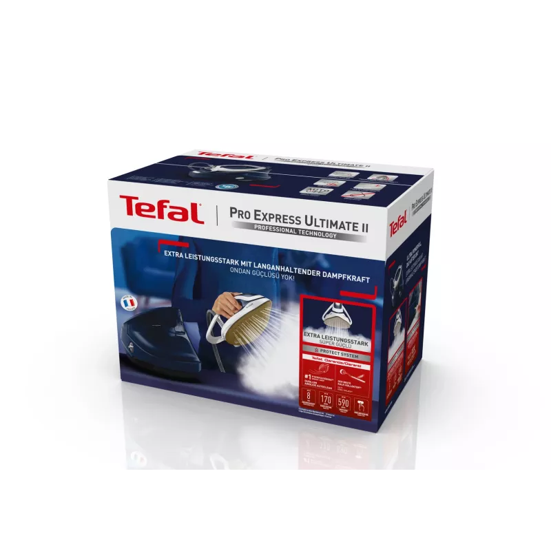 Tefal Pro Express Ultimate II GV9720 1.2 L Durilium Airglide Autoclean Ultra Thin padas Mėlyna, Balta