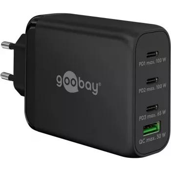 Goobay 65555 Greitasis sieninis kroviklis nešiojamam kompiuteriui ir išmaniajam telefonui, 100 W, juodas