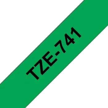 Brother TZE-741 juostelė etiketėms juoda ant žalios spalvos