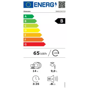 Indaplovė Siemens iQ500 SN65ZX07CE, visiškai įmontuojama, 14 komplektų