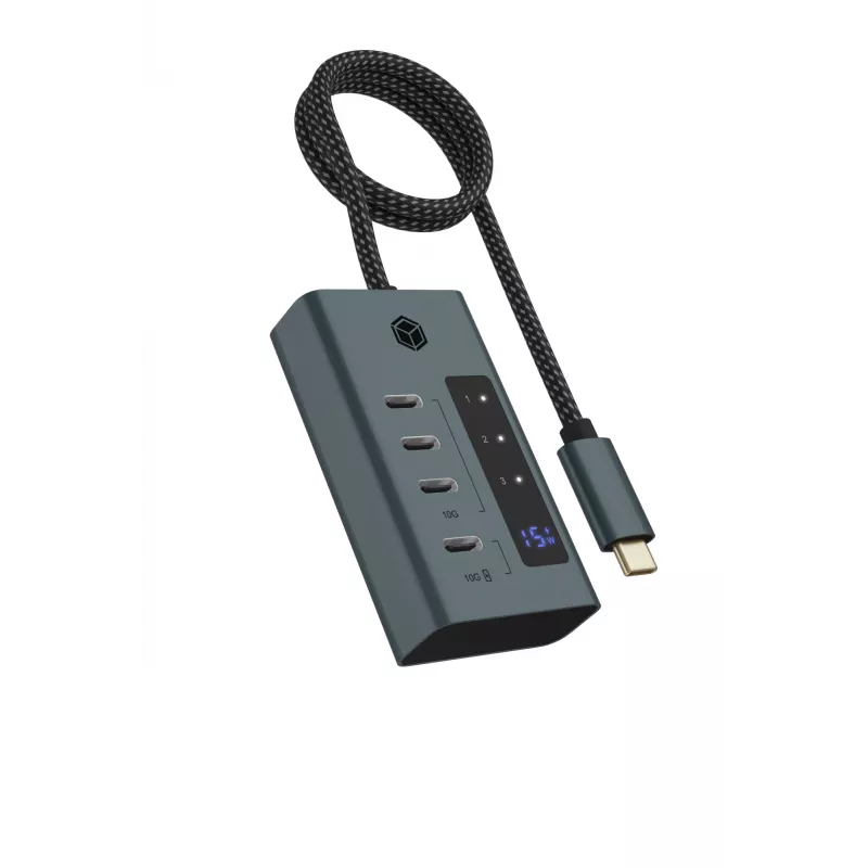 ICY BOX IB-HUB1454-C31 USB 3.2 Gen 1 (3.1 Gen 1) Type-C 10000 Mbit/s mėlyna, pilka