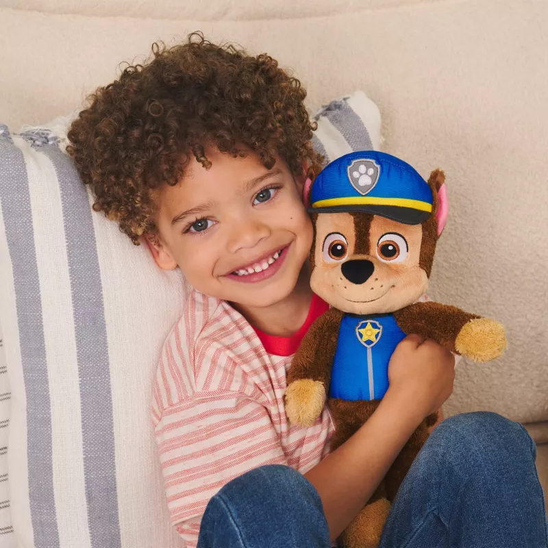 PAW Patrol GUND oficialus Chase Take Along Buddy minkštas žaislas, aukščiausios kokybės pliušinis šuniukas nuo 1 metų, mėlynas/ rudas, 33 cm