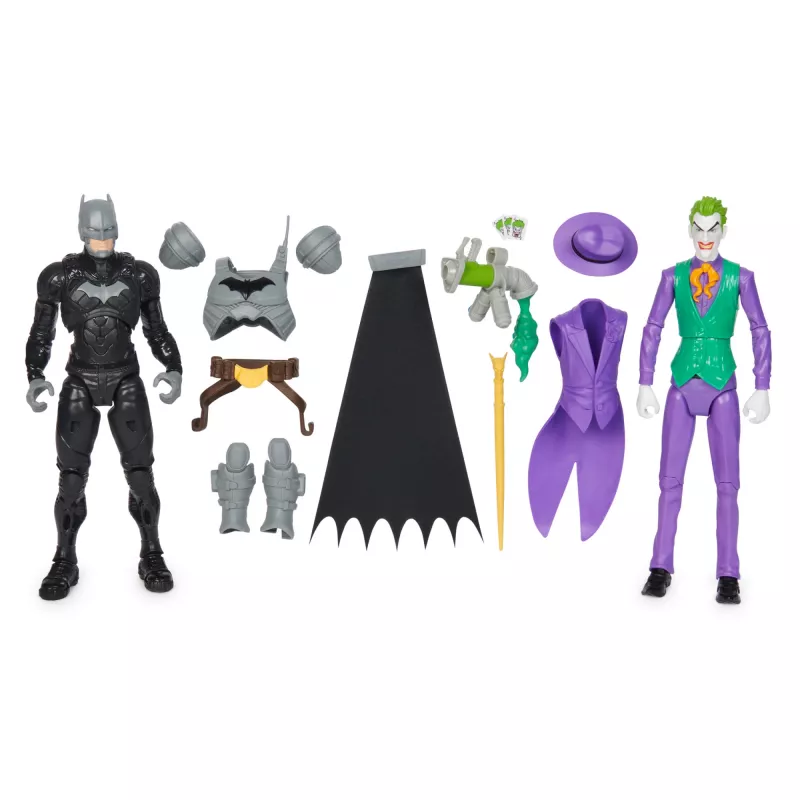 DC Comics Batman Adventures veikėjų rinkinys Betmenas prieš Džokerį, 2 figūrėlės, 12 šarvų aksesuarų, 12 colių superherojų žaislas berniukams ir mergaitėms